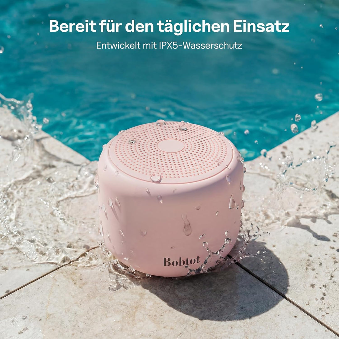 Bobtot Tragbarer Bluetooth-Lautsprecher, kabelloser wasserdichter Lautsprecher mit lautem Stereo-Sou