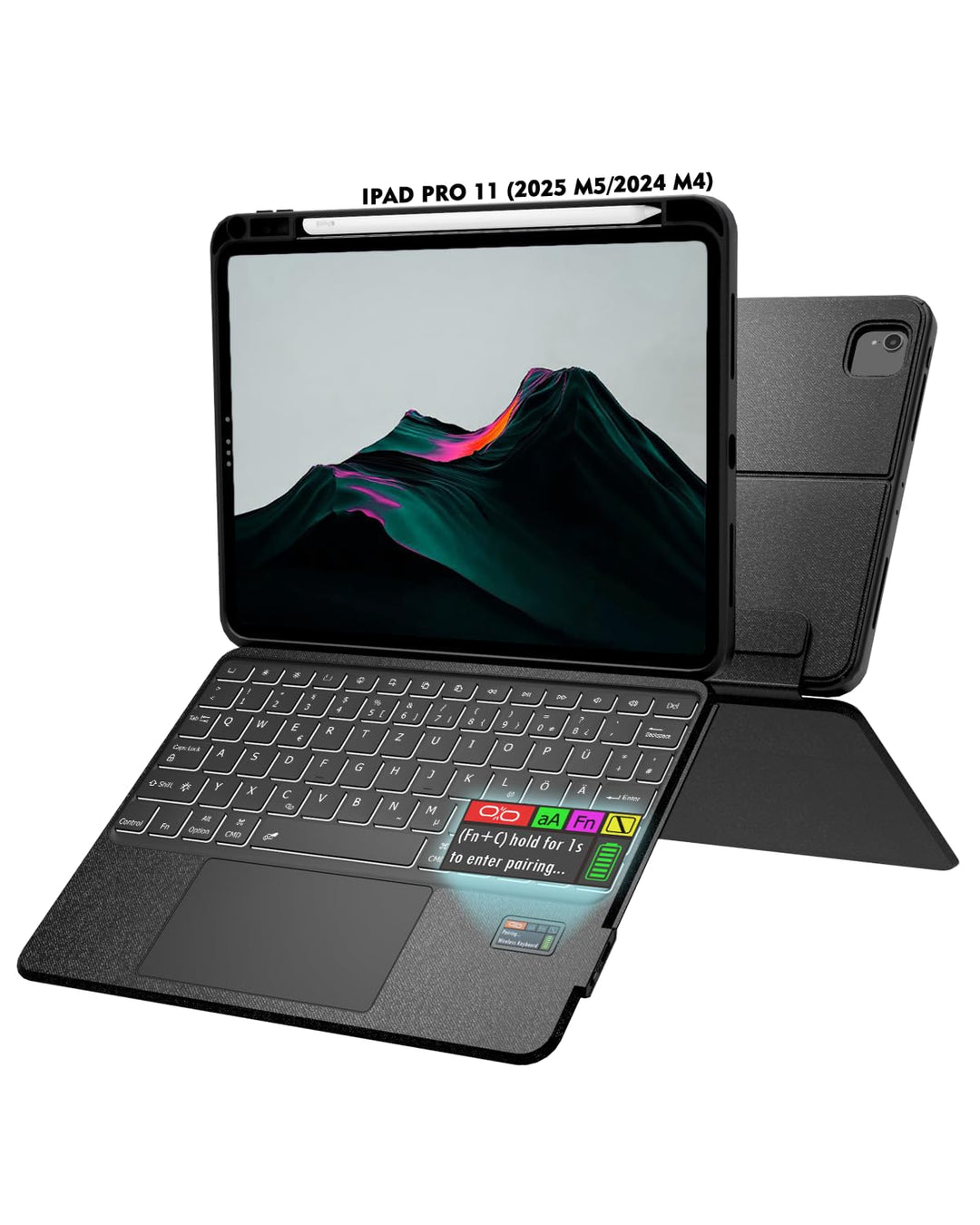 Doohoeek Tastatur Hülle mit LCD-Display für iPad Pro 11 Zoll 2025(M5)/2024(M4), Abnehmbare Bluetooth