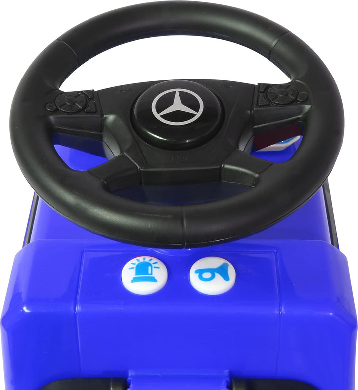 Rutscher Mercedes-Benz Antos Polizei - ab 12 Monate, Sitzhöhe 280 mm, Kippschutz, Kofferraum unter d