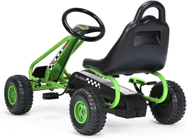 RELAX4LIFE Kinder Gokart mit Handbremse &amp; verstellbarem Sitz, Tretauto mit Pedalen, Tretfahrzeug bis