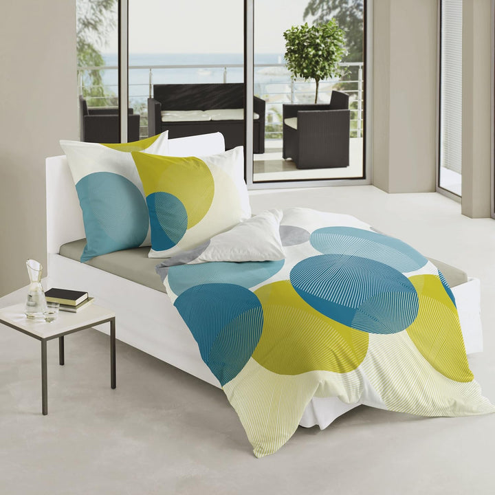 Bierbaum Bettwäsche 6155, Mako-Satin, Designed in Germany, petrol 20, 135x200 + 80x80 cm 135 x 200 c