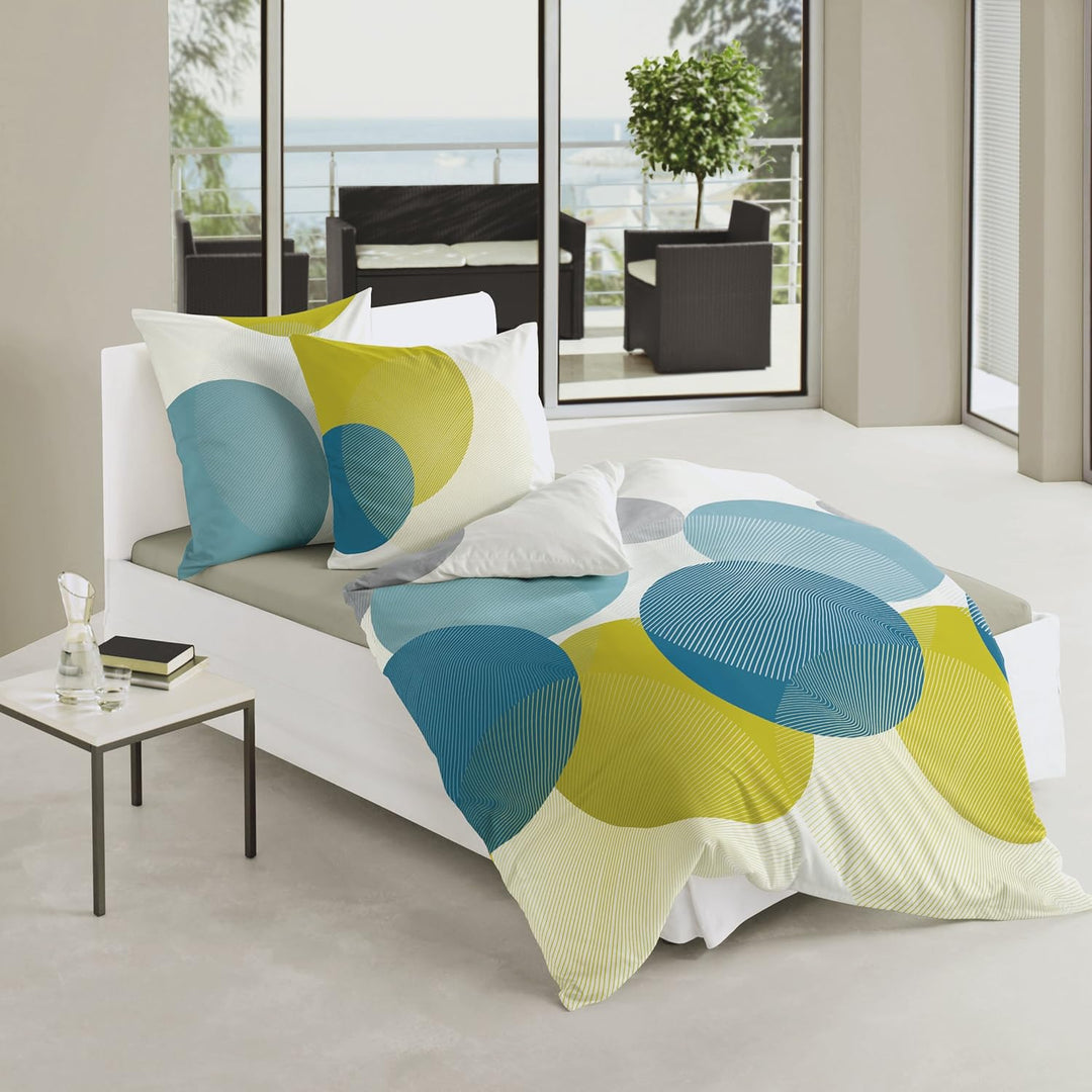 Bierbaum Bettwäsche 6155, Mako-Satin, Designed in Germany, petrol 20, 200x200 + 2x80x80 cm, fürs Dop