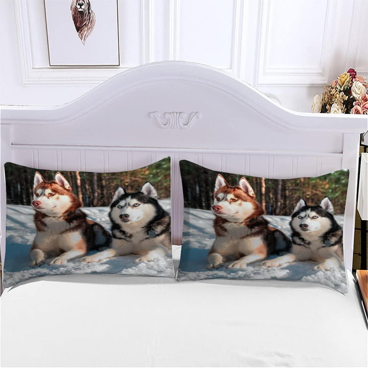 Bettwäsche 135×200 3D-Digitaldruck 2teilig Husky-Hunde Bettwäsche-Sets Kinder Mikrofaser mit Reissve