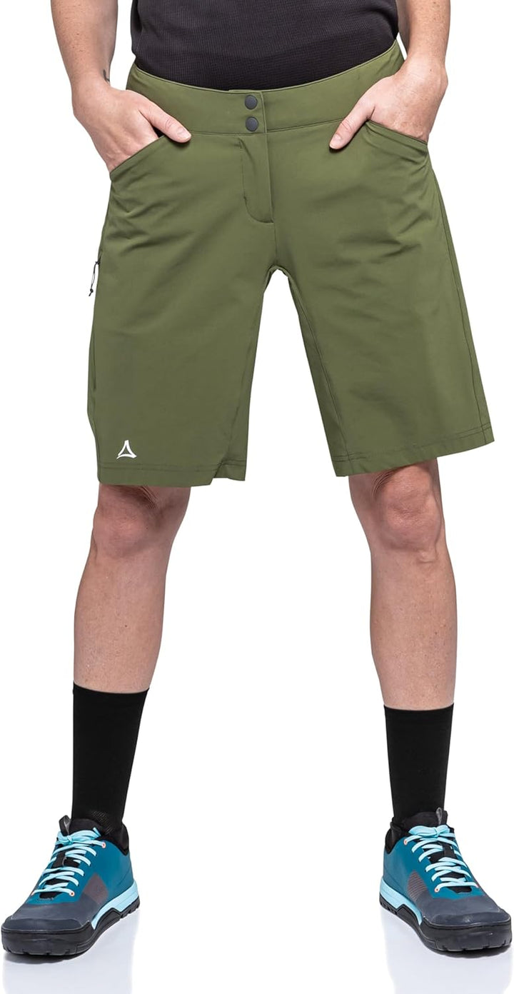 Schöffel Damen Shorts Danube L, wasserabweisende Radhose, schnell trocknende Fahrradhose mit Bundver