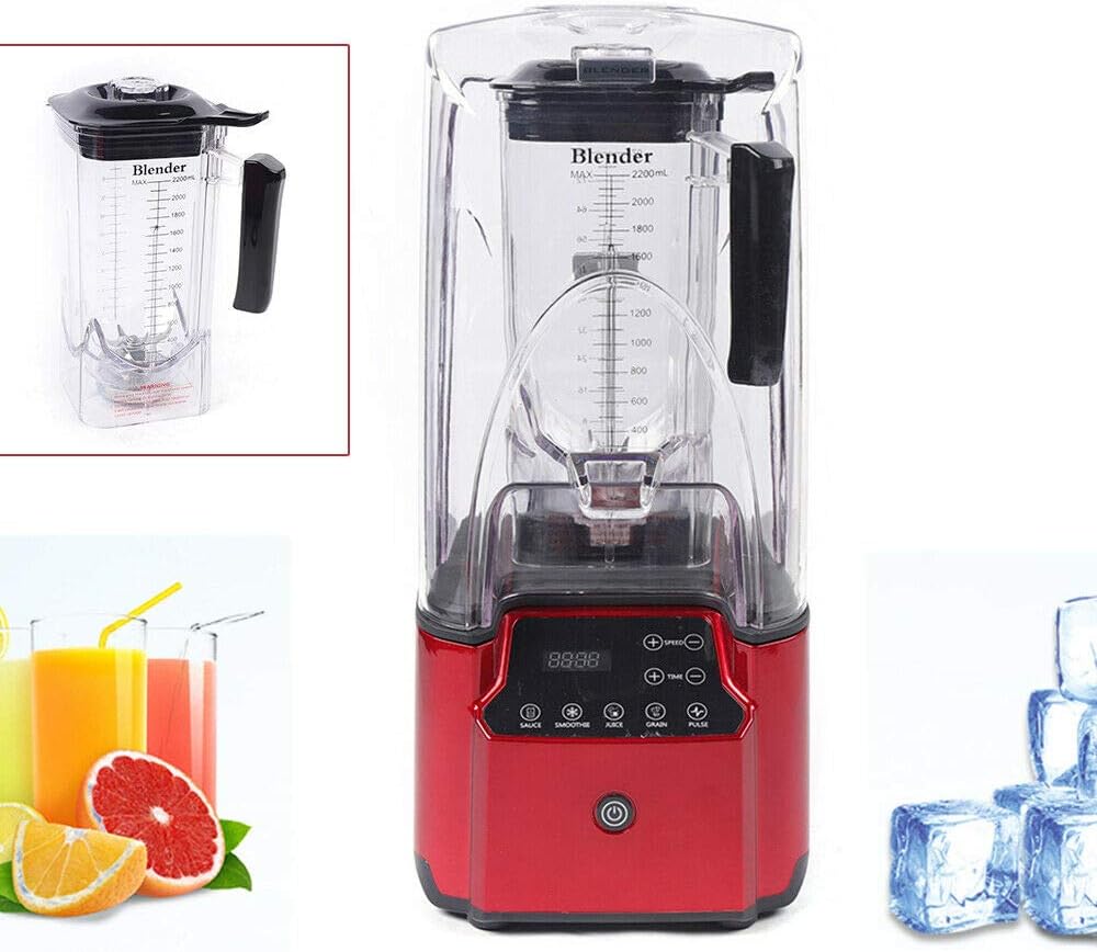 Standmixer 2200W – Leiser Smoothie Maker mit Schallschutzhaube, 2,2L Behälter, 6 Klingen, Touchscree