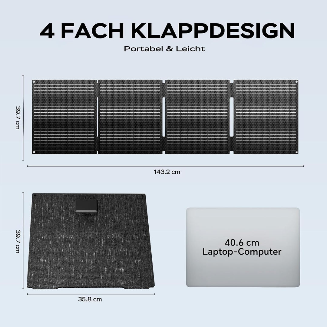MARBERO 100W faltbares Solarpanel IP68 wasserdicht, 20V Solarladegerät für Powerstation, Typ-C,USB &