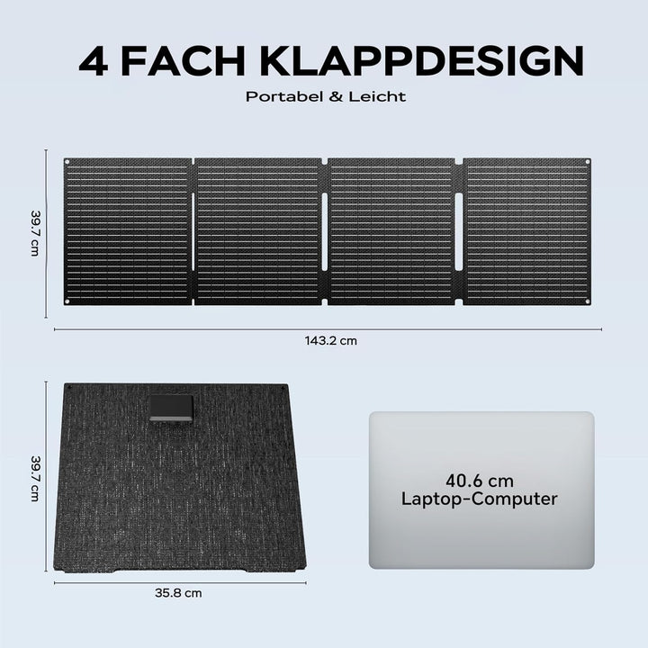 MARBERO 100W faltbares Solarpanel IP68 wasserdicht, 20V Solarladegerät für Powerstation, Typ-C,USB &