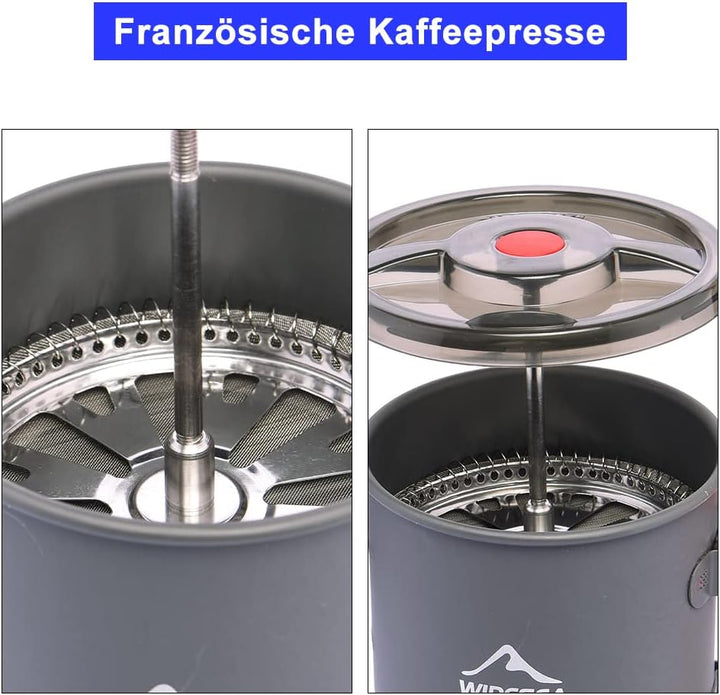 widesea Camping Kaffeebereiter mit French Press Kaffeekanne 750