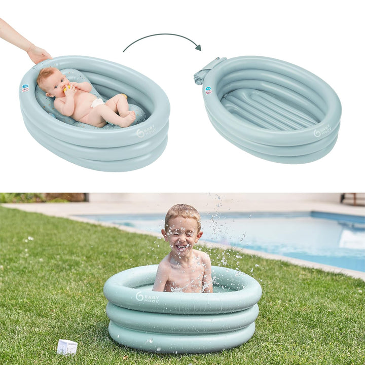 Babymoov Aufblasbare Badewanne Aquadots, mit Einsatz für Neugeborene, 68 x 40cm, als Planschbecken v