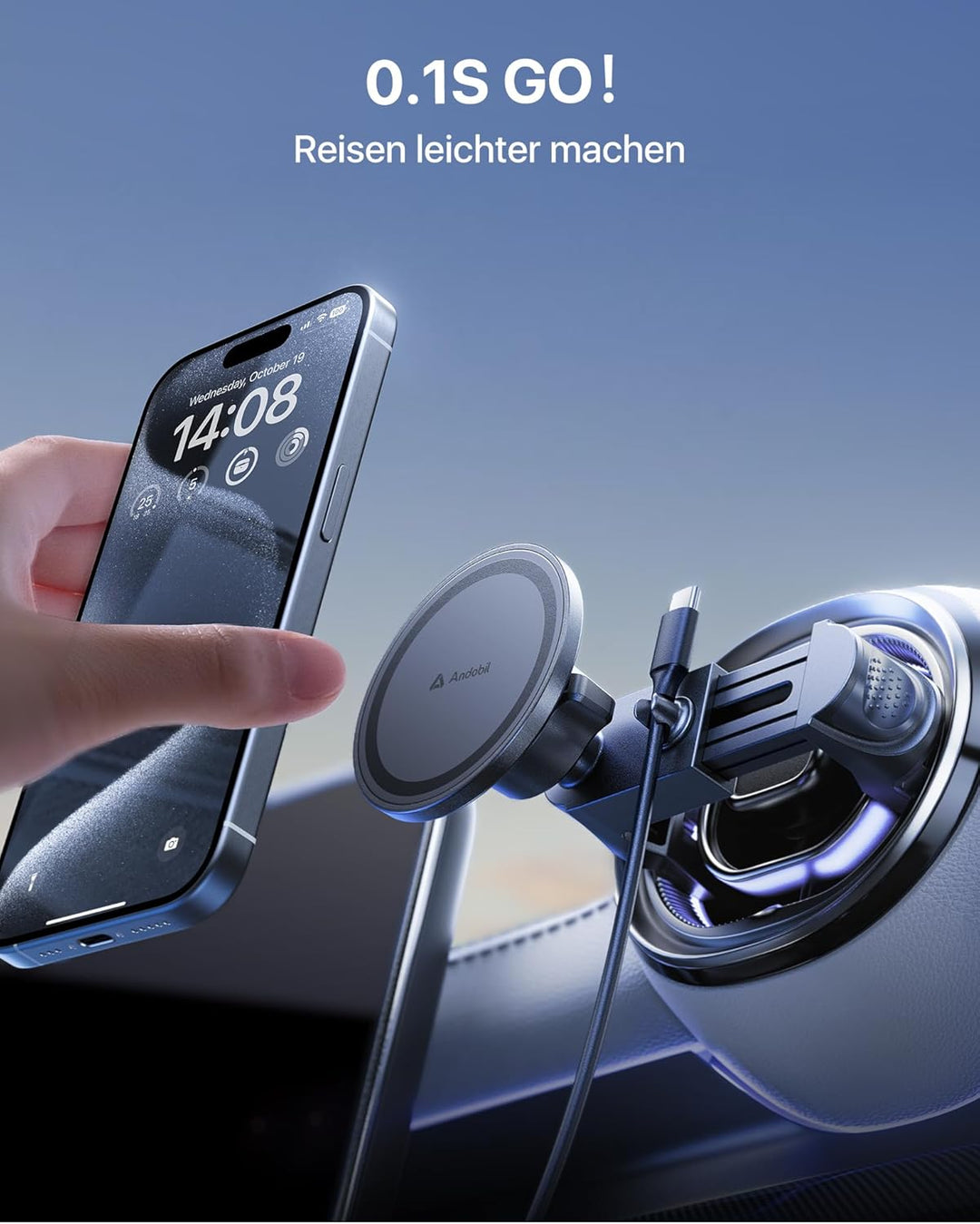 andobil Handyhalterung Auto für MagSafe Autohalterung Runde lüftung[20xN56 Stärkste Magnete]Magnet K