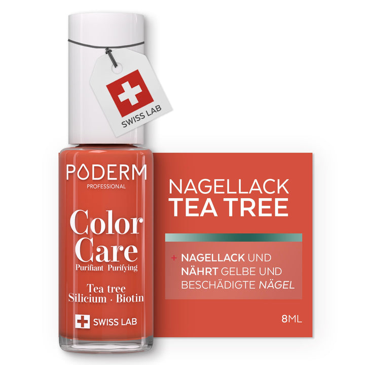 PODERM - TEEBAUM-NAGELLACK COLOR CARE Mango - verbessert das Aussehen für die gelbe oder brüchige Nä