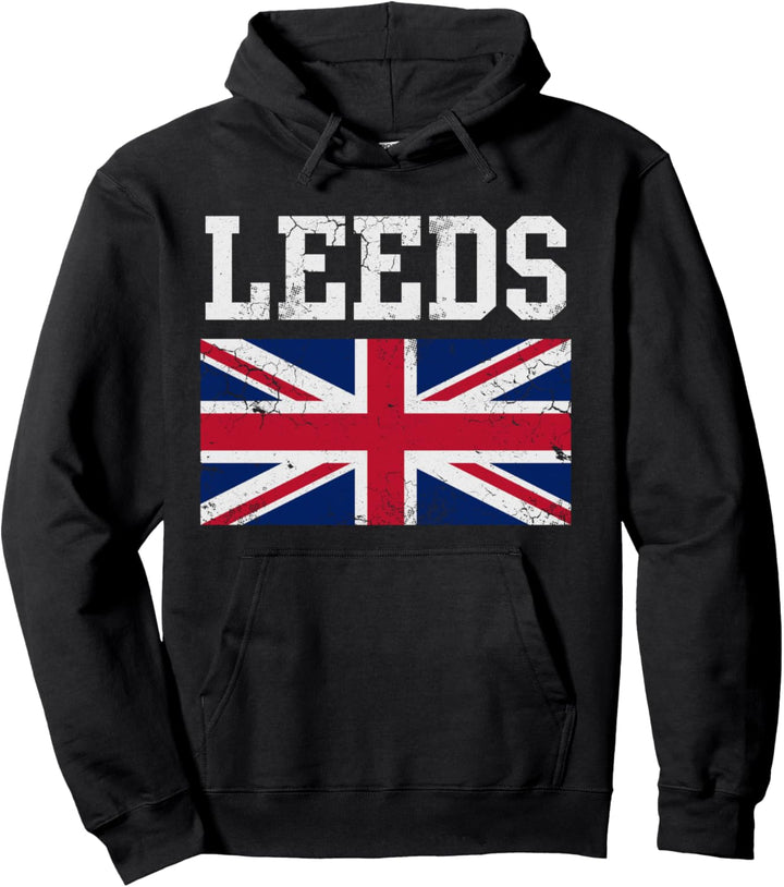 Leeds-Flagge Vereinigtes Königreich Union Jack Vintage verblasst Pullover Hoodie