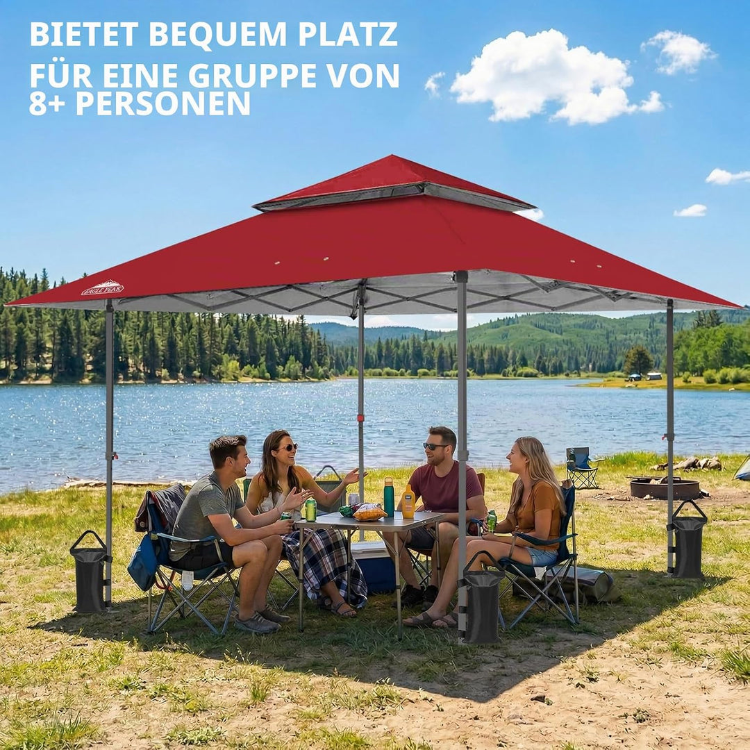 EAGLE PEAK Schräge Beine Faltbar Pavillon 4x4m Wasserdicht Camping Pop-up Faltpavillon mit Seitentei
