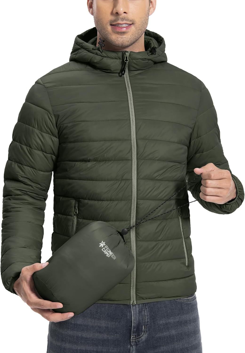 Herren Leichte Steppjacke Daunenjacken-Optik Übergangsjacke Outdoor Winterjacke mit 6 Taschen XXL Gr