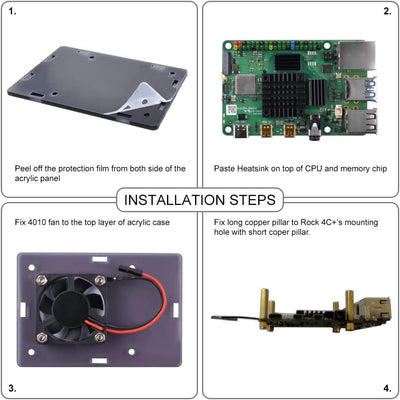 GeeekPi Rock Pi 4 Model C Plus Starter Kit mit Rock 4C+ 4GB Single Board Computer Rockchip RK3399-T