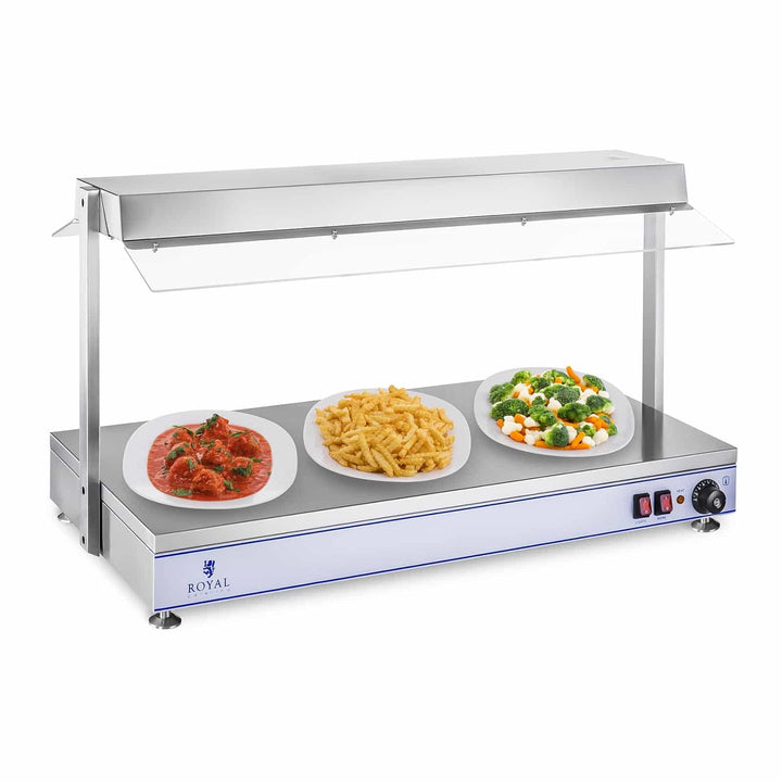 Royal Catering RCHP-120 Warmhalteplatte 2.000 W Arbeitsfläche 120 x 50 cm Edelstahl 4 Halogenlampen