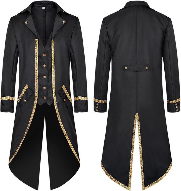 Viktorianische Steampunk Jacke für Herren Vintage Gothic Piraten Slim Fit Frack Wikinger Renaissance