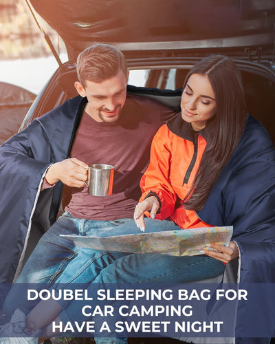 Schlafsack Outdoor Sommer: Ohuhu Doppelschlafsack mit 2 Kissen und Tragetasche, Wasserdicht Leicht 2