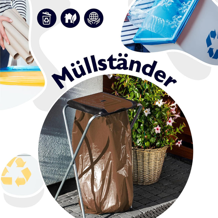 KADAX Ständer für Mülltrennung, Stabiler Müllsackhalter mit Kunststoffdeckel, Müllsackständer, Abfal