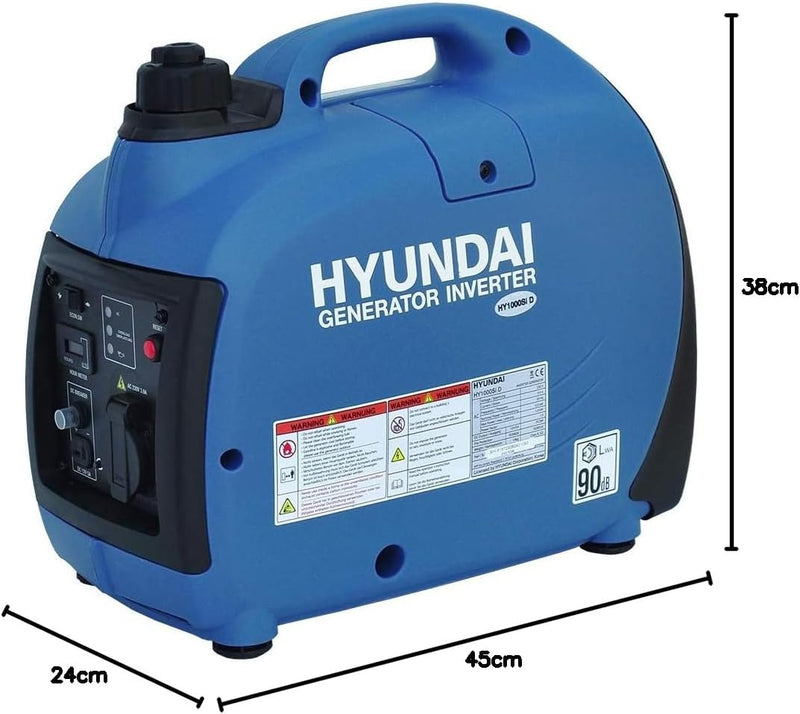 HYUNDAI Inverter Stromgenerator HY1000Si D, mobiler Notstrom-Generator, Notstromaggregat, 1 kW Strom