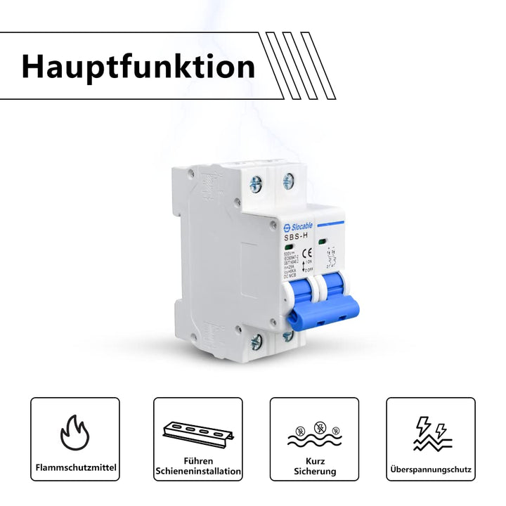 DC Miniatur-Leistungsschalter, 2 Polig 500V 16A Sicherungsautomat, Solar PV System Isolator DC Trenn