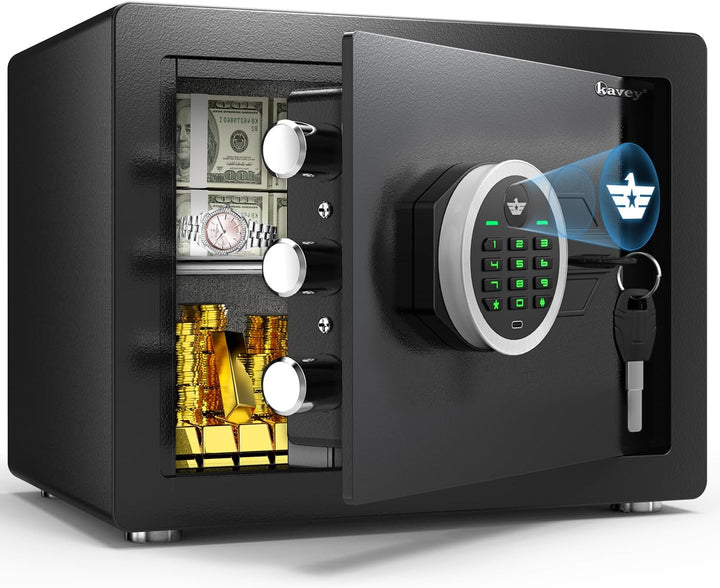 kavey 32L Safe Tresor, Möbeltresore mit digitalem Tastenfeld und dualem Alarmsystem, Geldkoffer mit