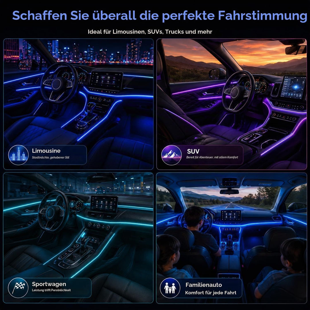 Sunshine smile Auto LED Innenbeleuchtung,6M/ 6 in 1 RGB Auto Innenraumbeleuchtung,12V Led Atmosphäre