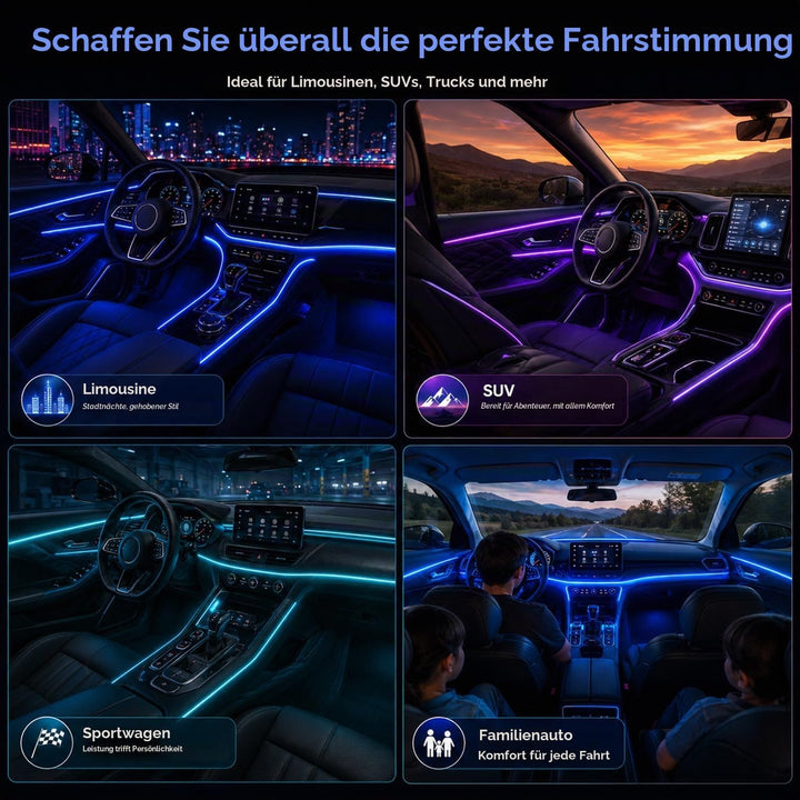 Sunshine smile Auto LED Innenbeleuchtung,6M/ 6 in 1 RGB Auto Innenraumbeleuchtung,12V Led Atmosphäre