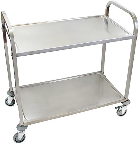 Beeketal 'BSW-2a' Edelstahl Servierwagen Transportwagen mit 2 Böden und Kantrohrgestell (belastbar b