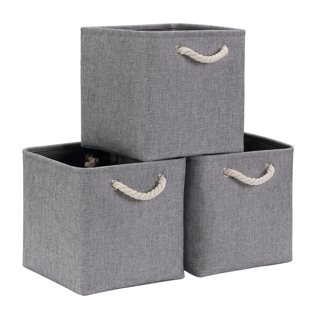 Mangata Stoff Aufbewahrungsbox 30x30x30 cm Faltbar Grau 3er Set Grau 30cm/ 3Pcs, Grau 30cm/ 3Pcs