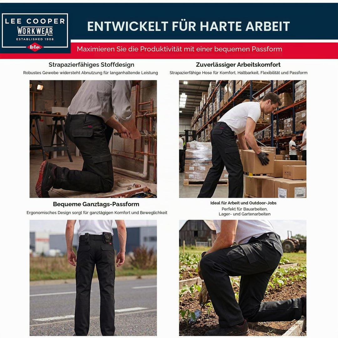 Lee Cooper Herren LCPNT205 robuste und pflegeleichte Arbeitshose mit mehreren Taschen Schwarz 34W /