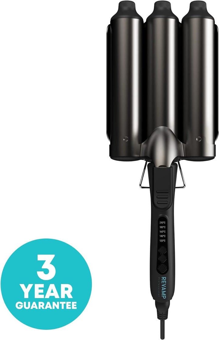 Revamp Progloss Boho Beach Waver XL – 38-mm-Waver mit 3 Fässern für geschmeidige, grosse Beach-Welle