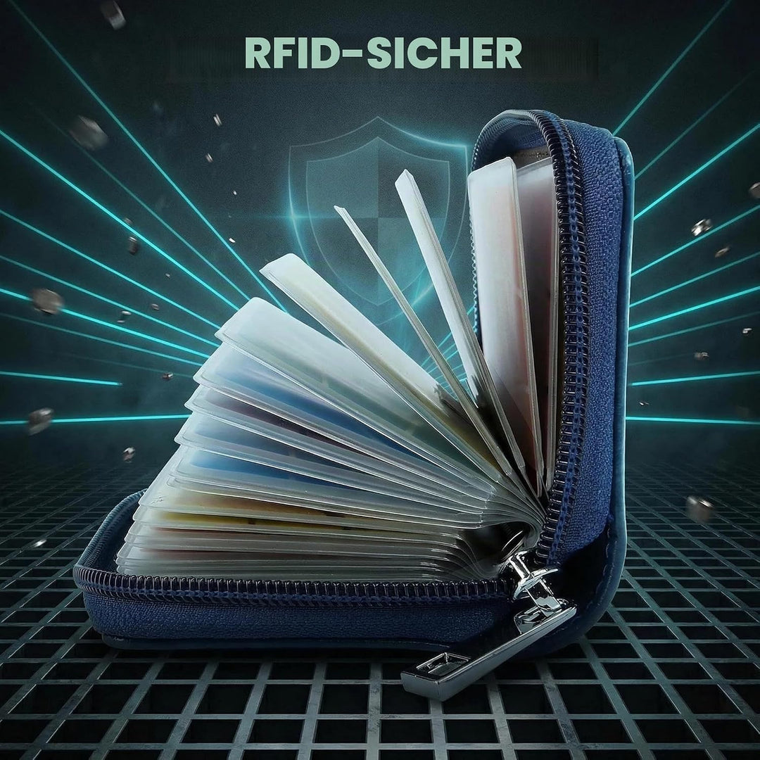 GERIINEER Kreditkartenetui Damen Herren Kartenetui Leder Blau, Blau