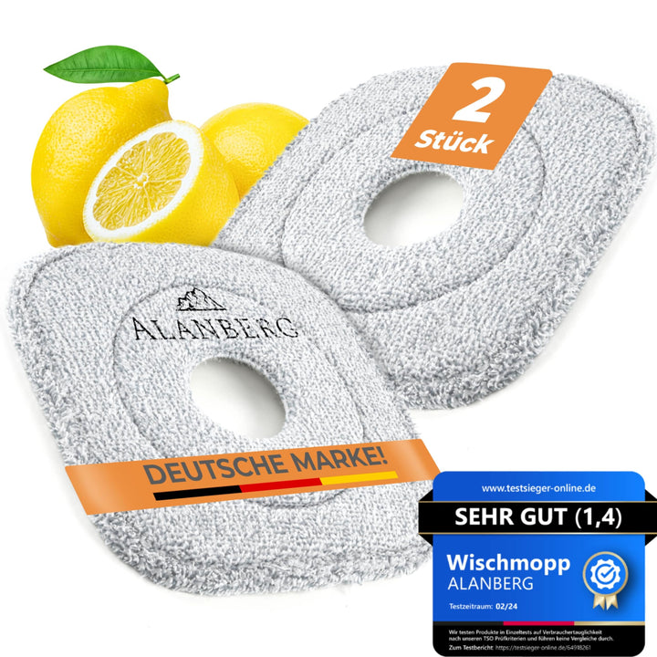 ALANBERG® Mikrofaser-Ersatzpads 2er-Pack – Nachfüllpads für Gen1 & Gen2 Mopp- und Eimersystem – Wasc