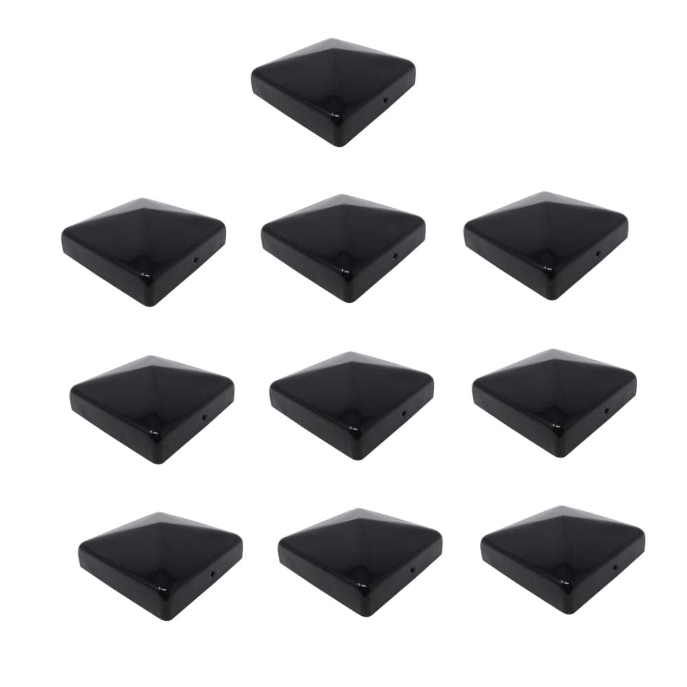 Pfostenkappe | Stahl Schwarz pulverbeschichtet | 121 x 121 mm | 10 Stück | Abdeckkappe für Garten Ho