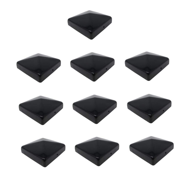Pfostenkappe | Stahl Schwarz pulverbeschichtet | 121 x 121 mm | 10 Stück | Abdeckkappe für Garten Ho