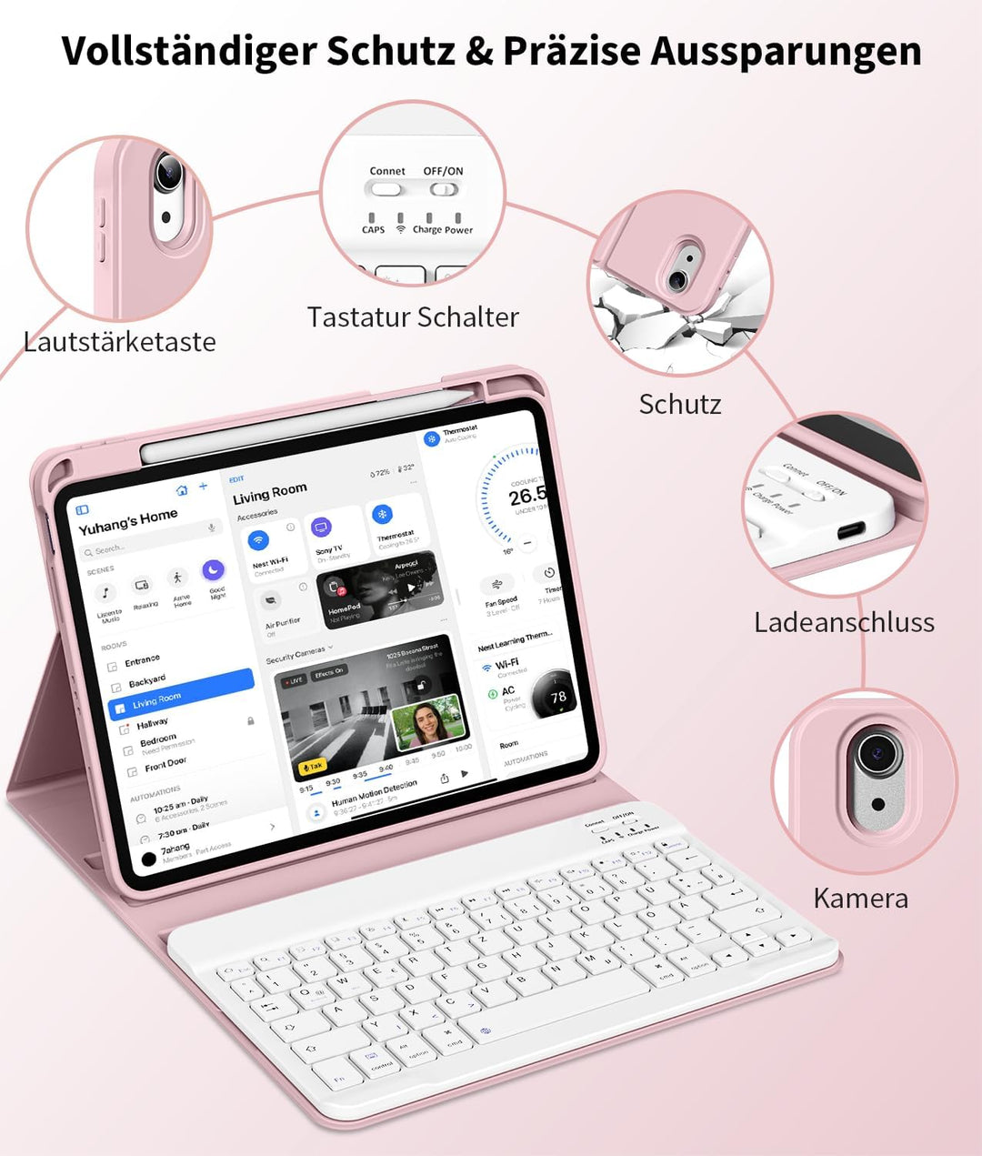 Hülle mit Tastatur für iPad A16 11/10 Generation (2025/2022 | 11/10.9 Inch Bluetooth Magnetische Tas