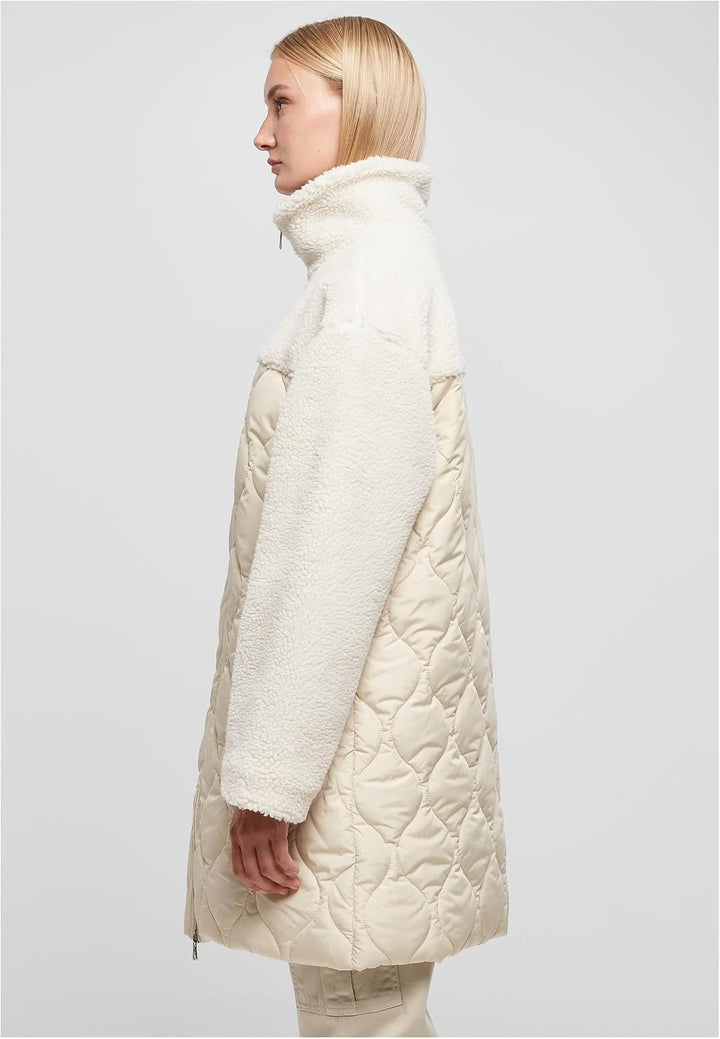Urban Classics Ladies Oversized Sherpa Quilted Coat, Oversize Fit Frauen Mantel mit Taft gefüttert,