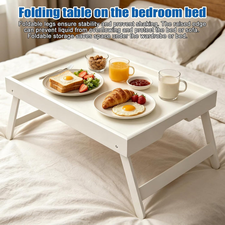 Betttablett Bambus mit Klappbaren Beinen, Serviertablett für Frühstück im Bett, Frühstückstablett, L