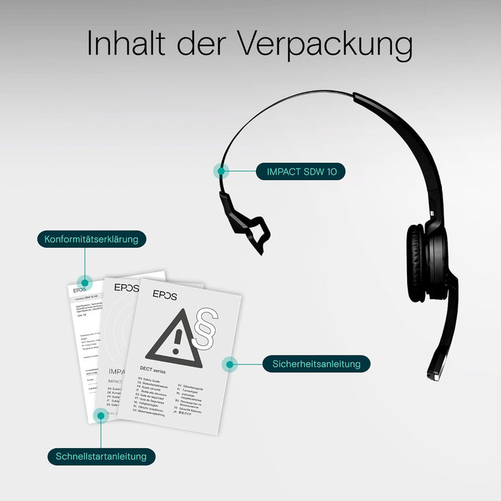 EPOS Impact SDW 10 HS Kabelloses DECT-Headset für Bürofachleute, Überlegene Klangqualität, Bequemes