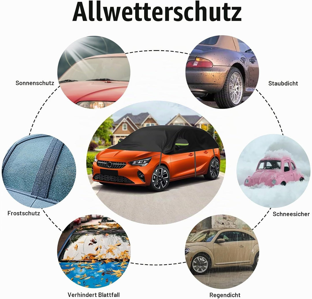Autoabdeckung Ersatz für Opel Corsa D Renault Clio Peugeot 208, Universelle Sonnenfest Hälfte Autoab