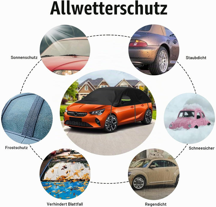 Autoabdeckung Ersatz für Opel Corsa D Renault Clio Peugeot 208, Universelle Sonnenfest Hälfte Autoab