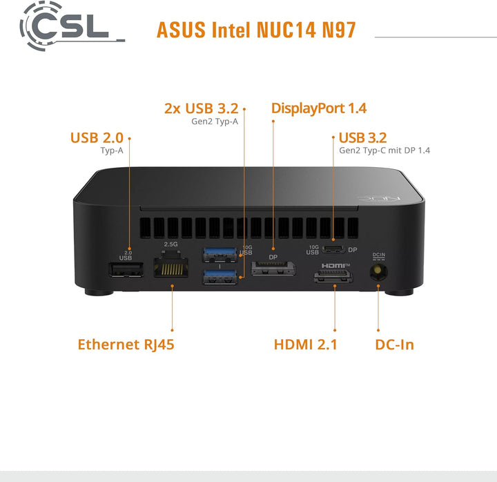 Mini PC ASUS Intel NUC14 N97 Windows 11 Home, N97 CPU 4X 3600 MHz Turbotakt, 500 GB M.2 SSD, 8 GB DD