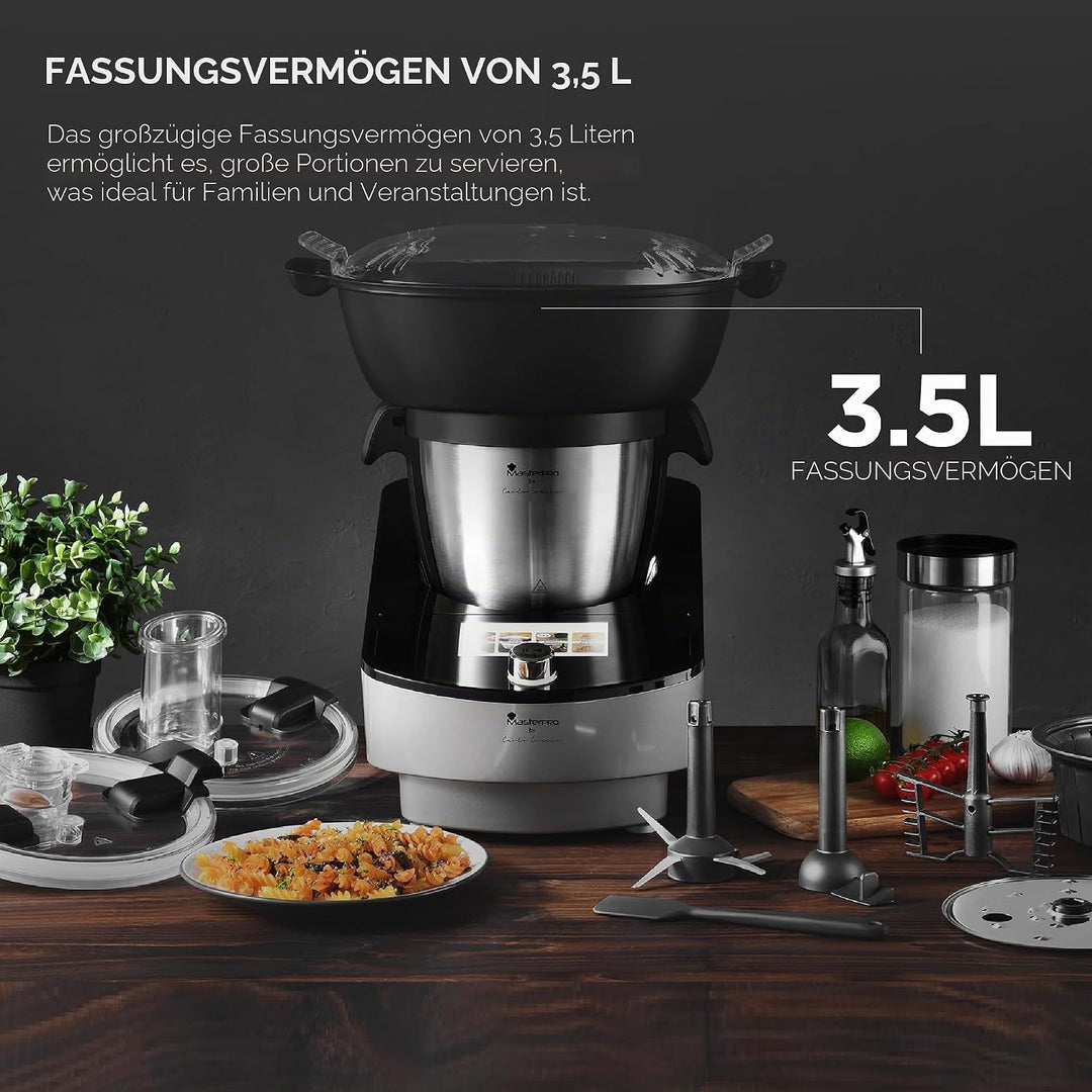 MasterPRO BY CARLO CRACCO - Küchenmaschine 1000W 3.5L - 12 Programme - LED Touch Control - Multifunk