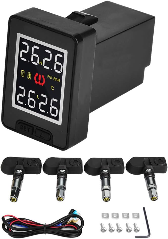 Hlyjoon Reifendruckkontrollsystem 0-116PSI Auto TPMS Reifendruck Kontrollsystem 8V-16V IP5K4K Wasser