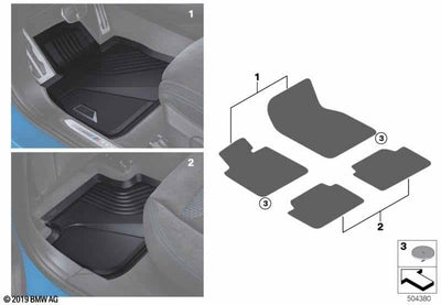 ORIGINAL BMW Gummimatten Fussmatten Satz 2-tlg 1er F40 2er F44 hinten 51472469123