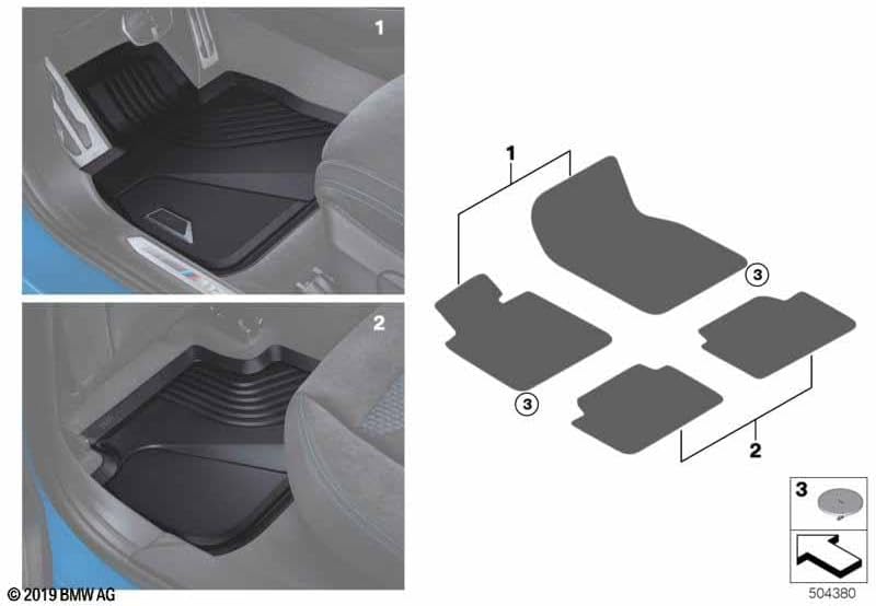 ORIGINAL BMW Gummimatten Fussmatten Satz 2-tlg 1er F40 2er F44 hinten 51472469123