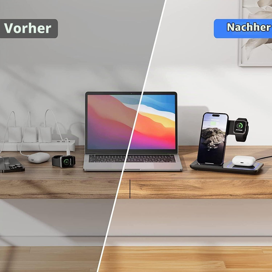 Kabelloses Ladegerät,Wireless Charger,3 in 1 Kabellose Ladestation, Schneller Kabelloser Ladeständer