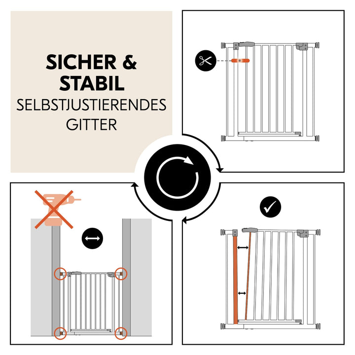 hauck Open N Stop 2, Dunkelgrau – Schutzgitter Treppe und Tür 75–80 cm – Kindersicheres Absperrgitte