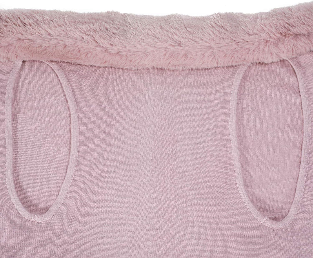ZLYC Damen Winter Kunstpelz Poncho Strick Schal Stola Warm Cape Cardigan Normal Hellrosa, Normal Hel